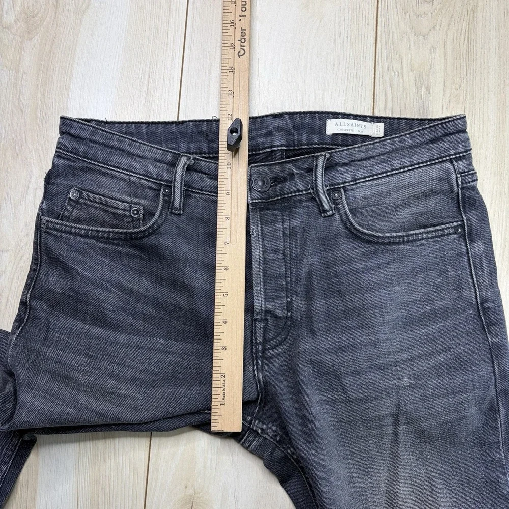 All Saints Jeans Mens 32x30 Faded Black Cigarette Skinny Stretch Denim Pants